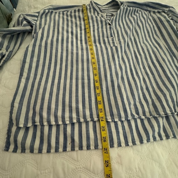 Zara Woman Denim Collection Oversized  Button Blouse Blue/White Striped - Picture 10 of 11
